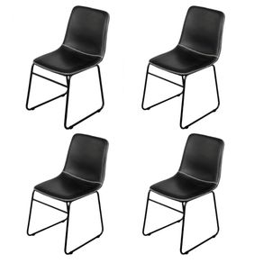 Kit 4 Cadeiras Verner Revestimento em Poliuretano -PU- Preto Base Aco